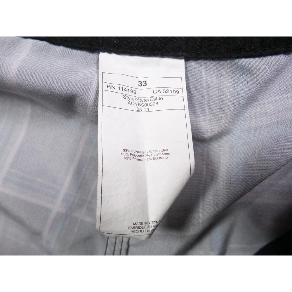 Quiksilver Shorts Mens 33‎ Black Plaid Stretch Boardshorts Pocket Drawstring